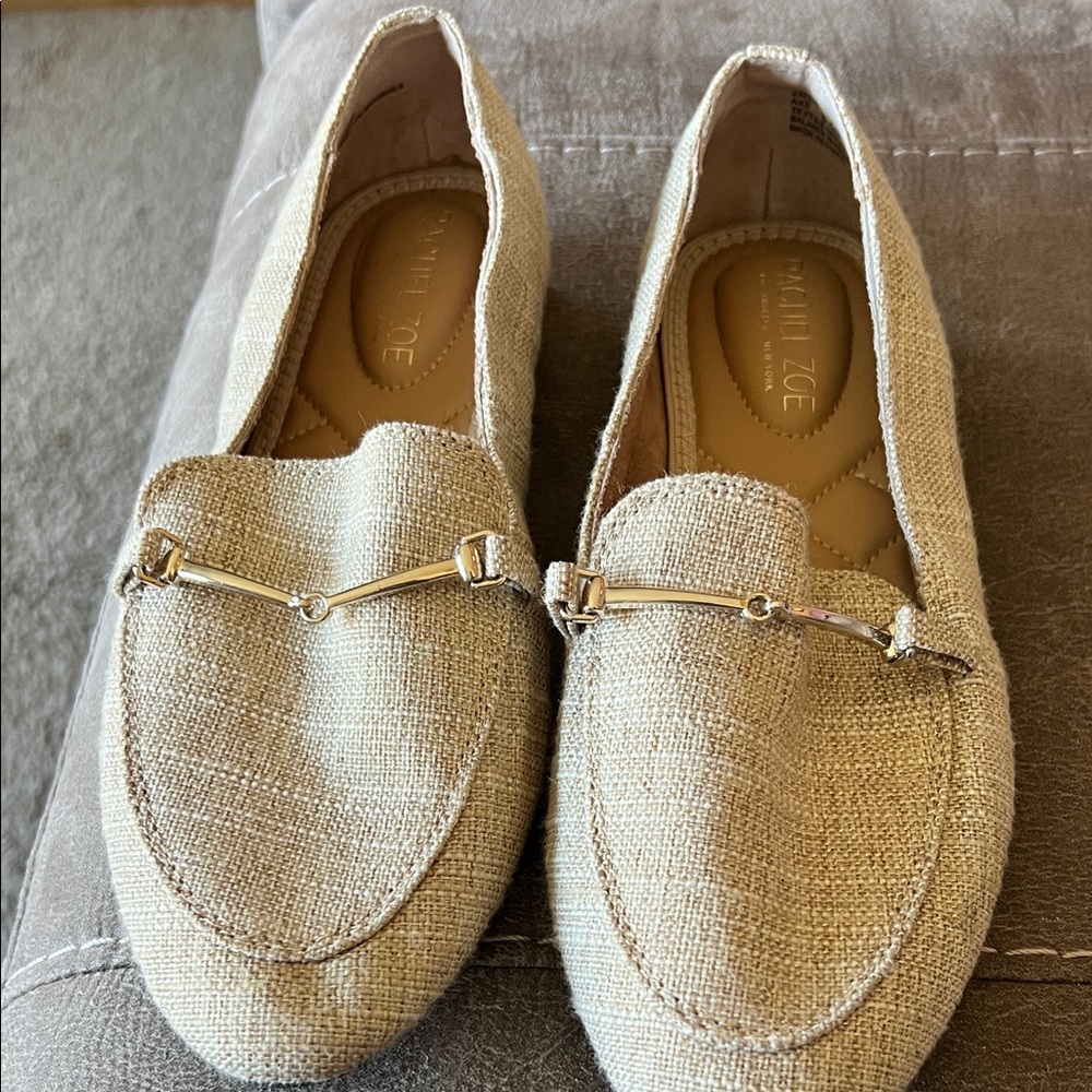 Rachael Zoe Beige Loafers with Gold Accent